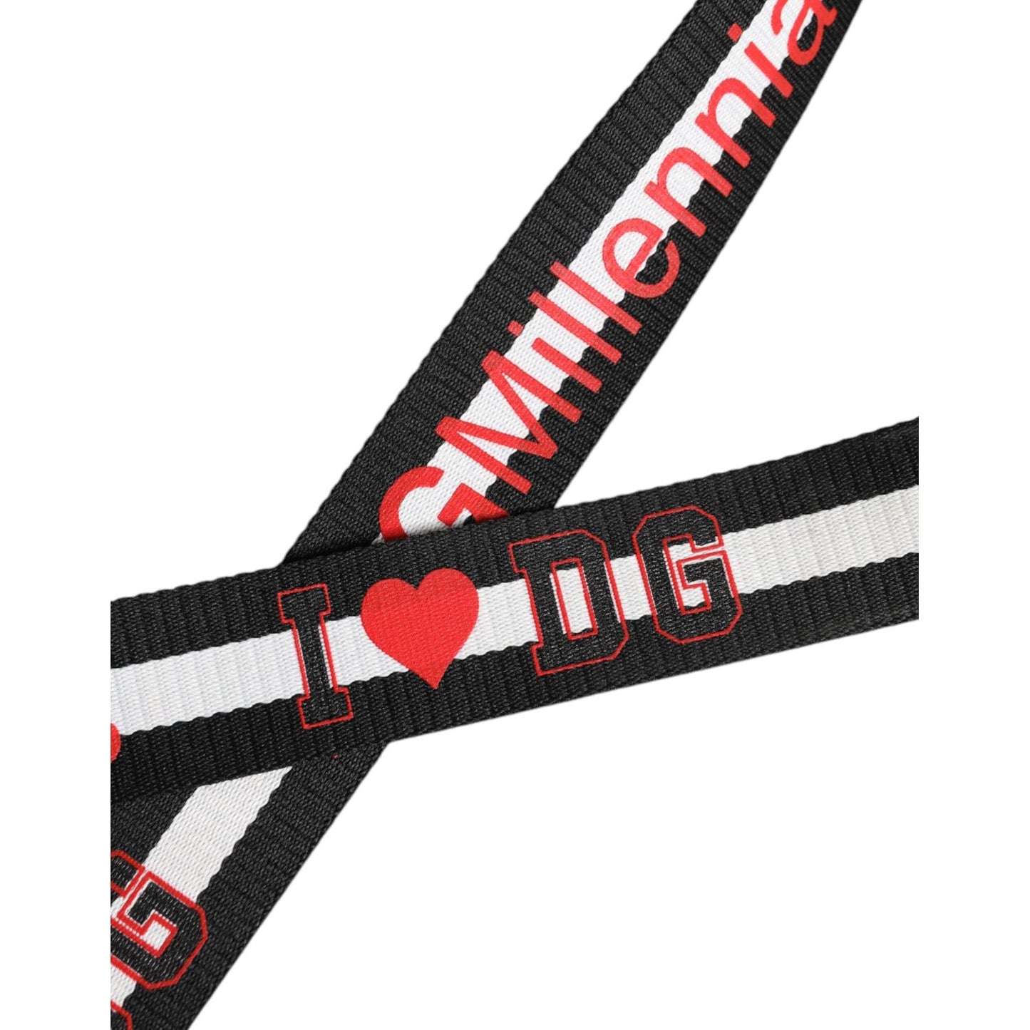 Dolce & Gabbana Black White Printed Metal Logo Buckle Belt BEL9348-100