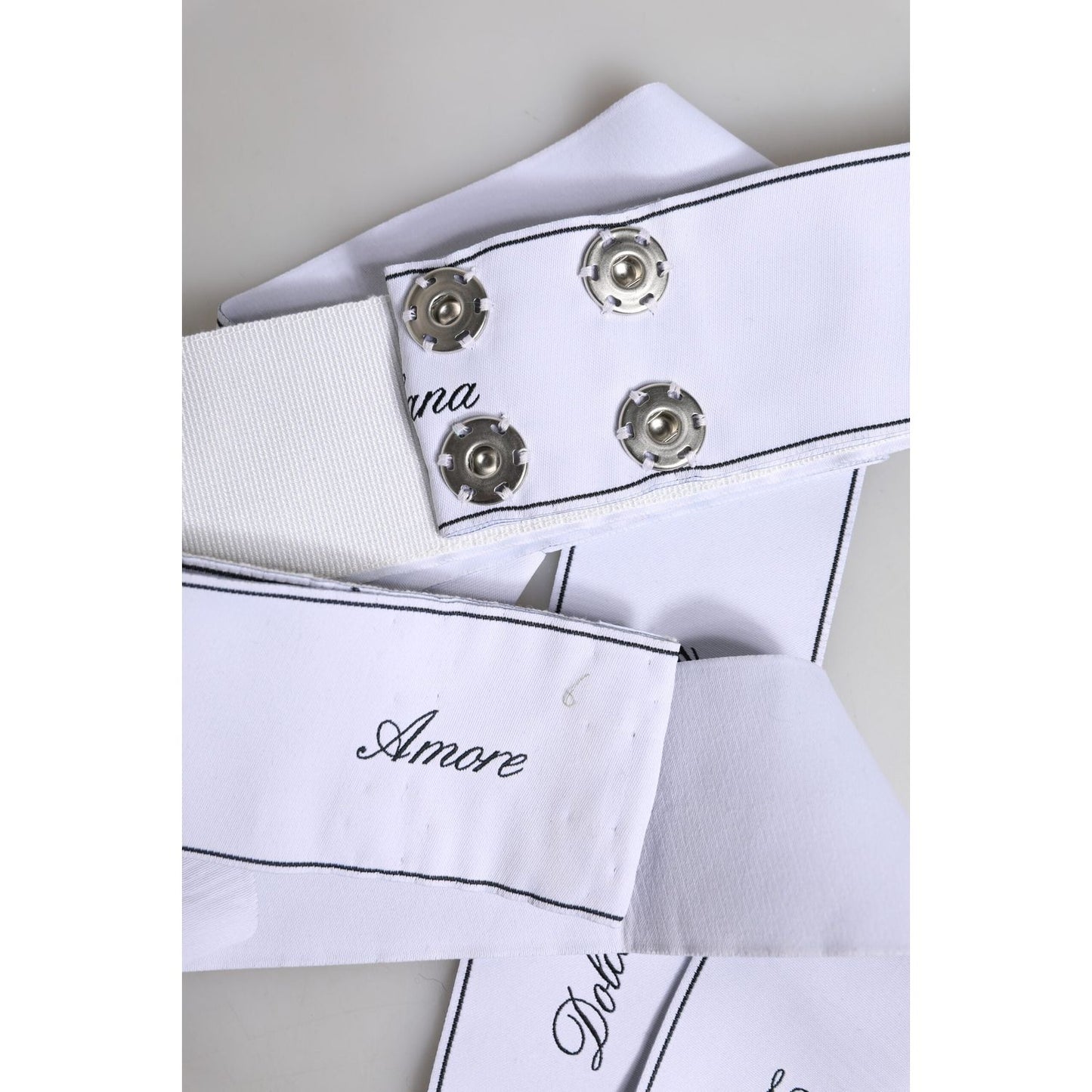 Dolce & Gabbana White Waist Ribbon Wide Bow Logo Belt