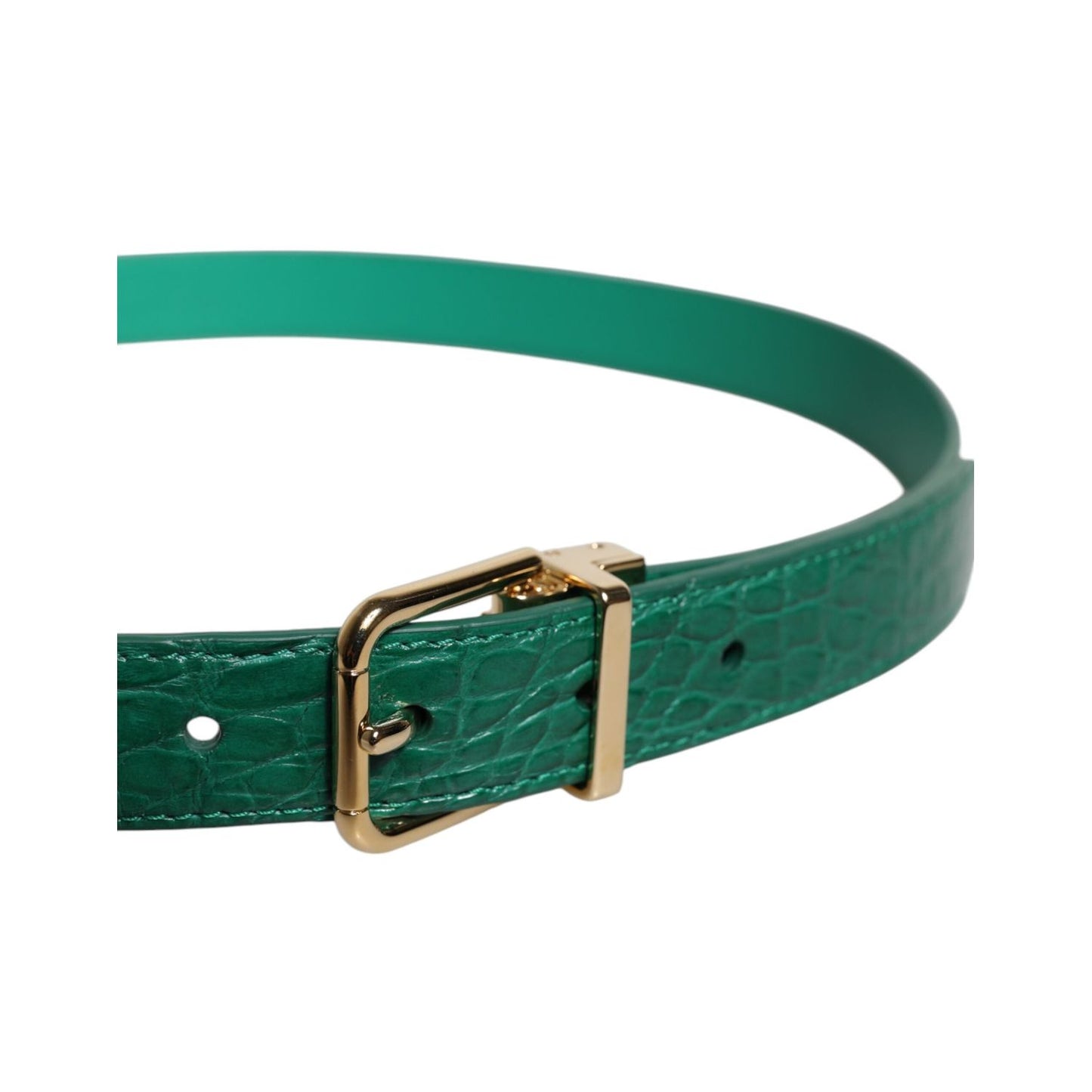 Dolce & Gabbana Green Leather Logo Metal Waist Buckle Belt WMB476-85