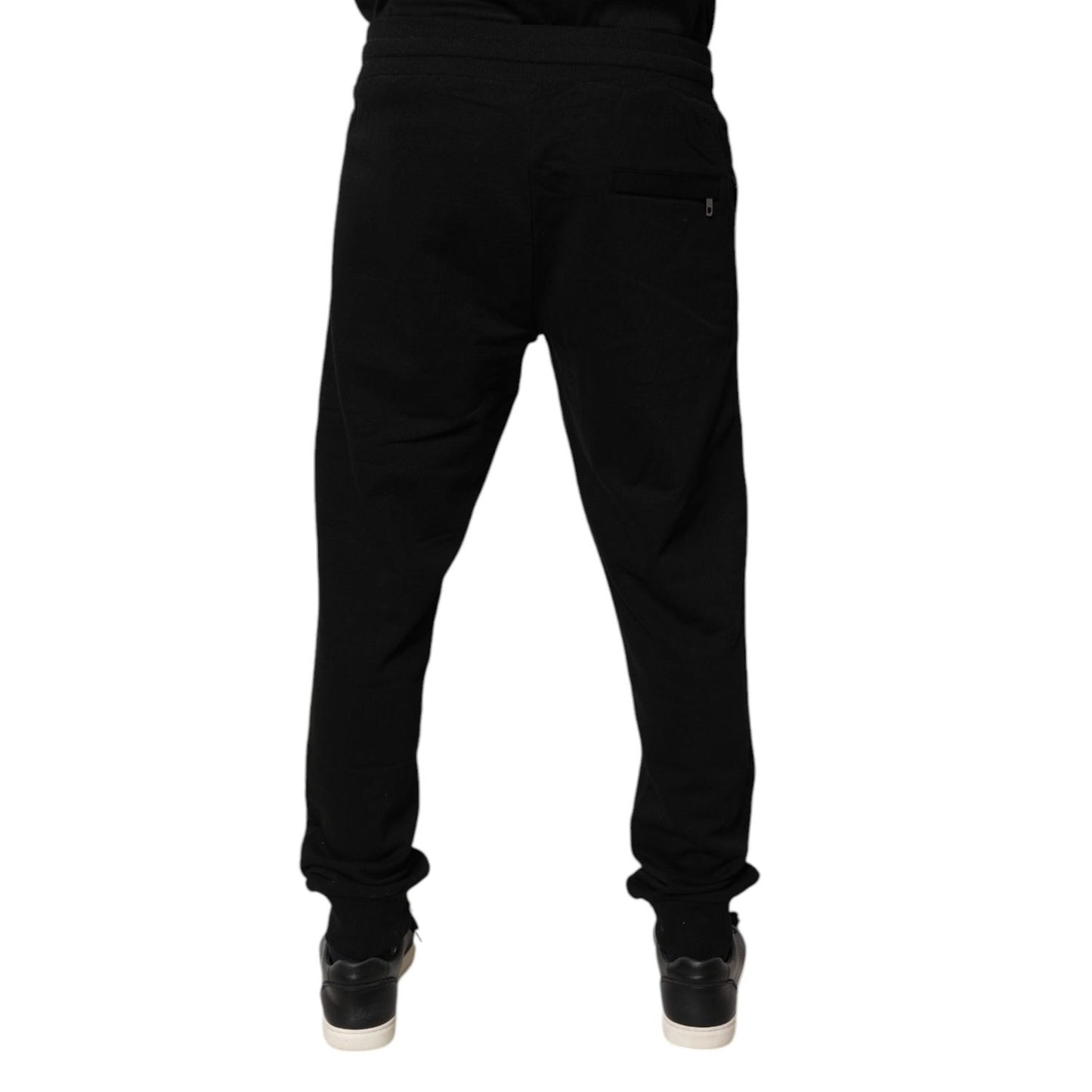 Dolce & Gabbana Black Cotton Mid Waist Jogger Sweatpants Pants PAN75500-44