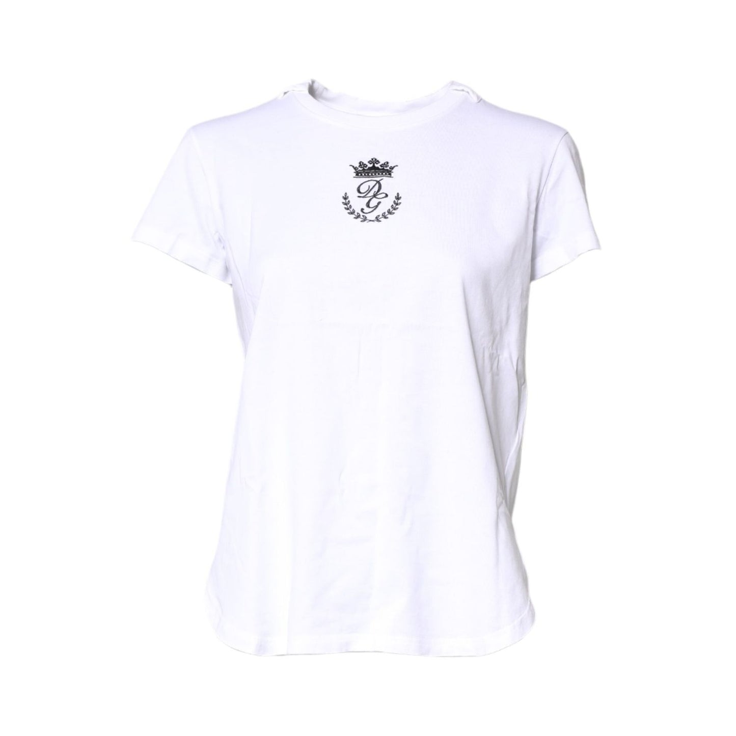 Dolce & Gabbana White Logo Crown Cotton Crew Neck T-shirt TSH878607-38