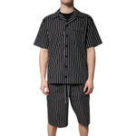 Dolce & Gabbana Black White Stripes Cotton Men Pajama Set Sleepwear KOS2284-38