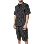 Dolce & Gabbana Black White Stripes Cotton Men Pajama Set Sleepwear KOS2284-38