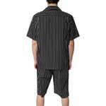 Dolce & Gabbana Black White Stripes Cotton Men Pajama Set Sleepwear KOS2284-38