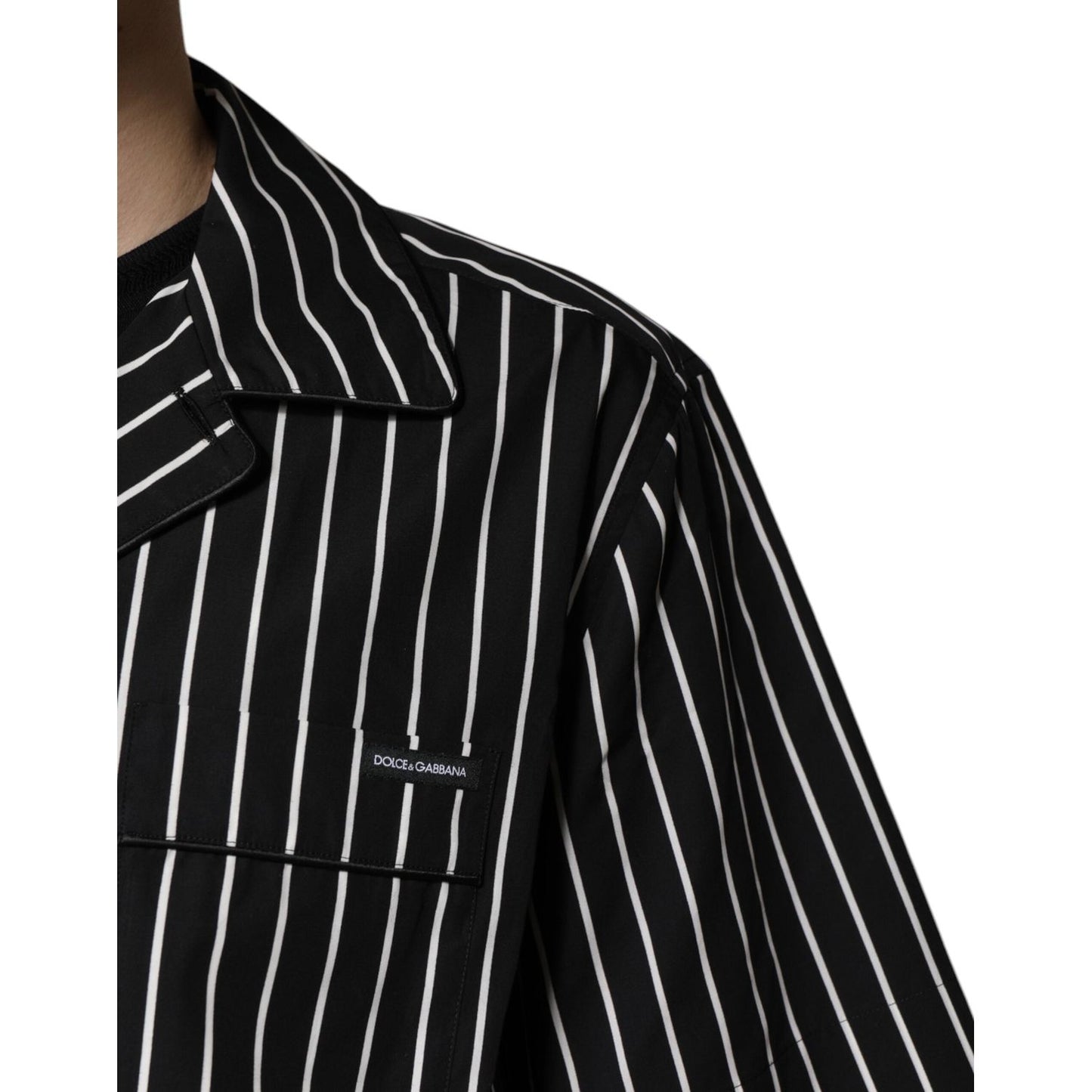 Dolce & Gabbana Black White Stripes Cotton Men Pajama Set Sleepwear KOS2284-38