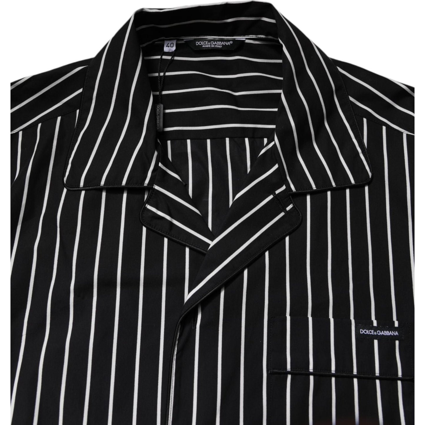 Dolce & Gabbana Black White Stripes Cotton Men Pajama Set Sleepwear KOS2284-38
