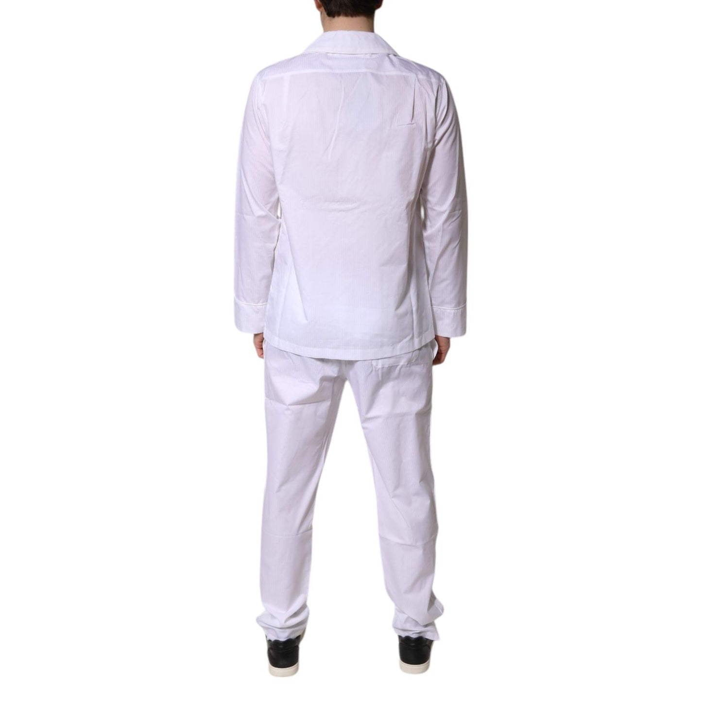 Dolce & Gabbana White Cotton Shirt Pants Pajama Set Sleepwear KOS2293-38