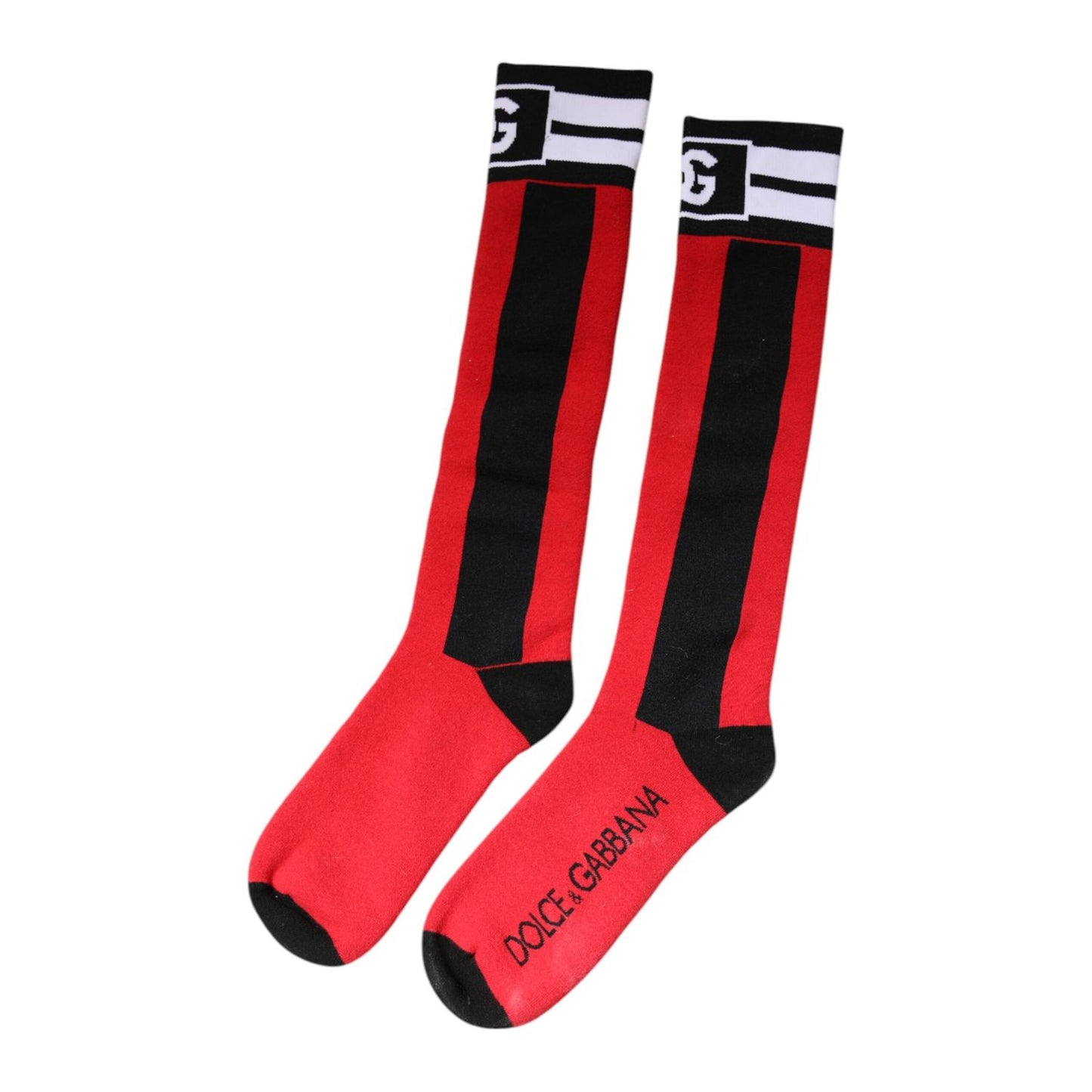 Dolce & Gabbana Red Cotton Stretch Printed Socks SCS2255-L