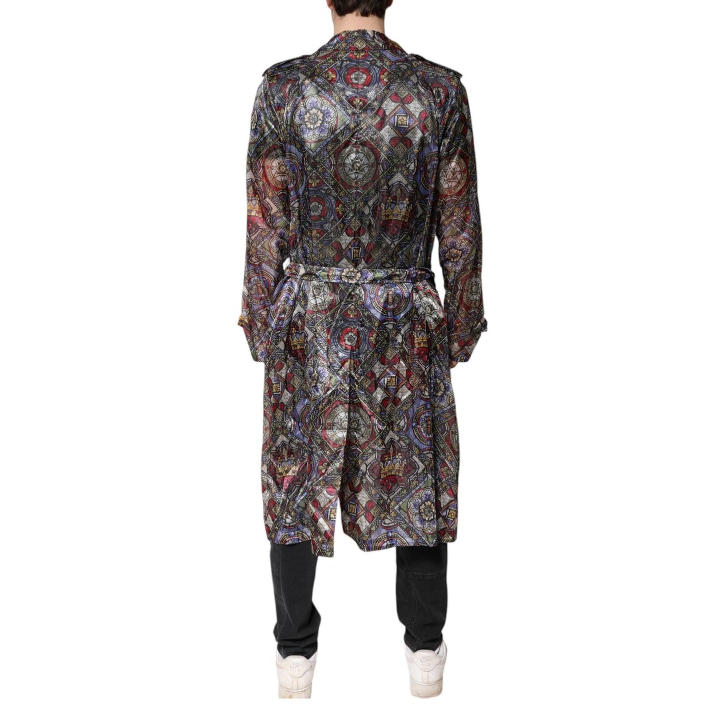 Dolce & Gabbana Multicolor Royal Bee Crown Trench Coat Jacket JKT3795-48