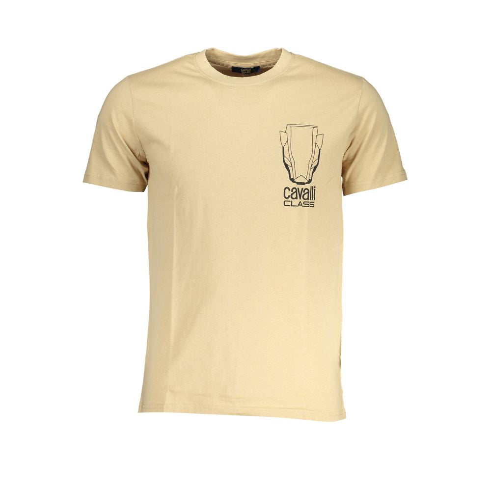 Cavalli Class Beige Cotton T-Shirt CA-28617-L