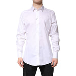 Dolce & Gabbana White Cotton GOLD Men Dress Formal Shirt TSH86354-42