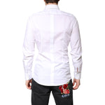 Dolce & Gabbana White Cotton GOLD Dress Formal Collared Shirt TSH86355-39