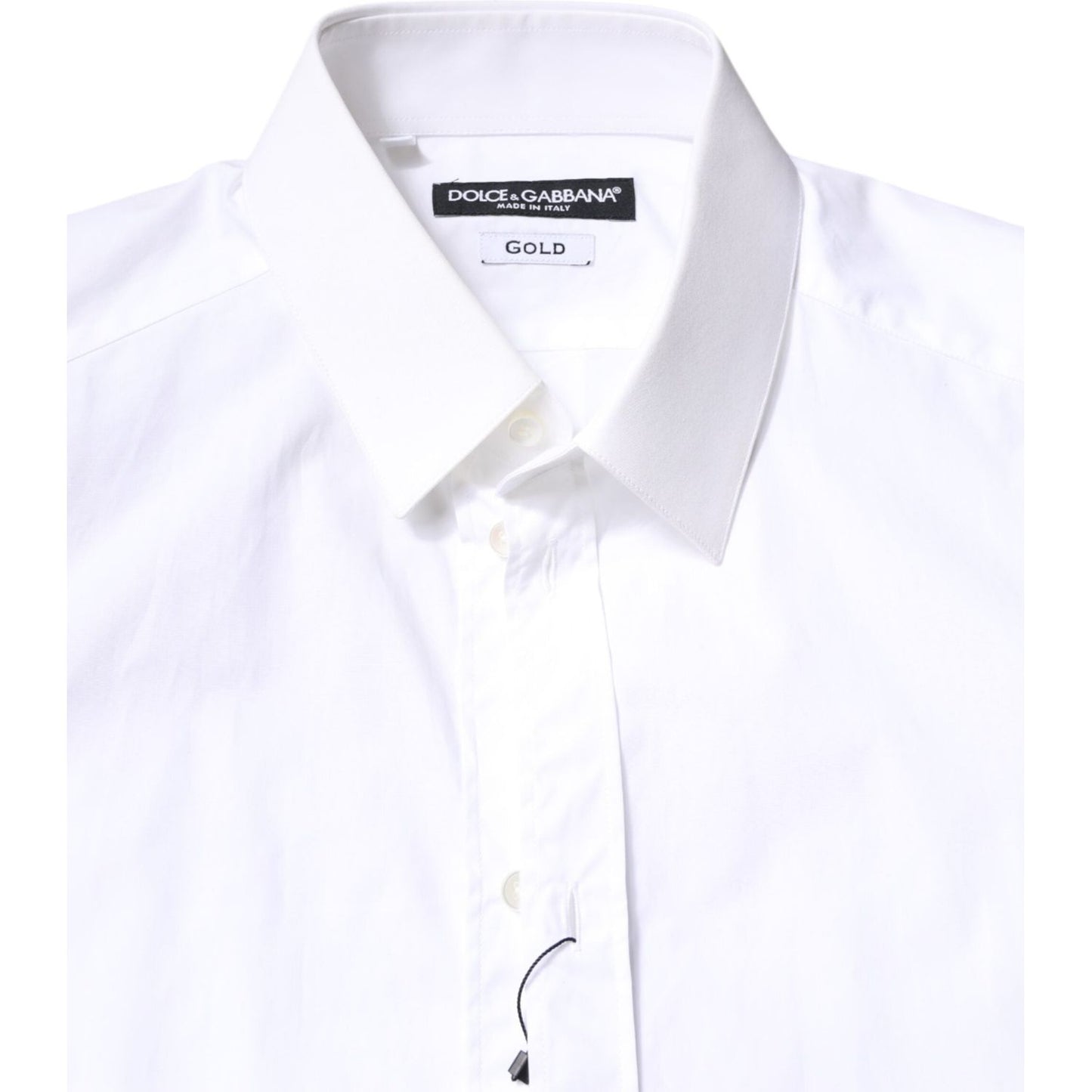 Dolce & Gabbana White Cotton GOLD Dress Formal Collared Shirt TSH86355-39