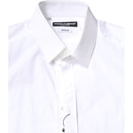 Dolce & Gabbana White Cotton GOLD Dress Formal Collared Shirt TSH86355-39