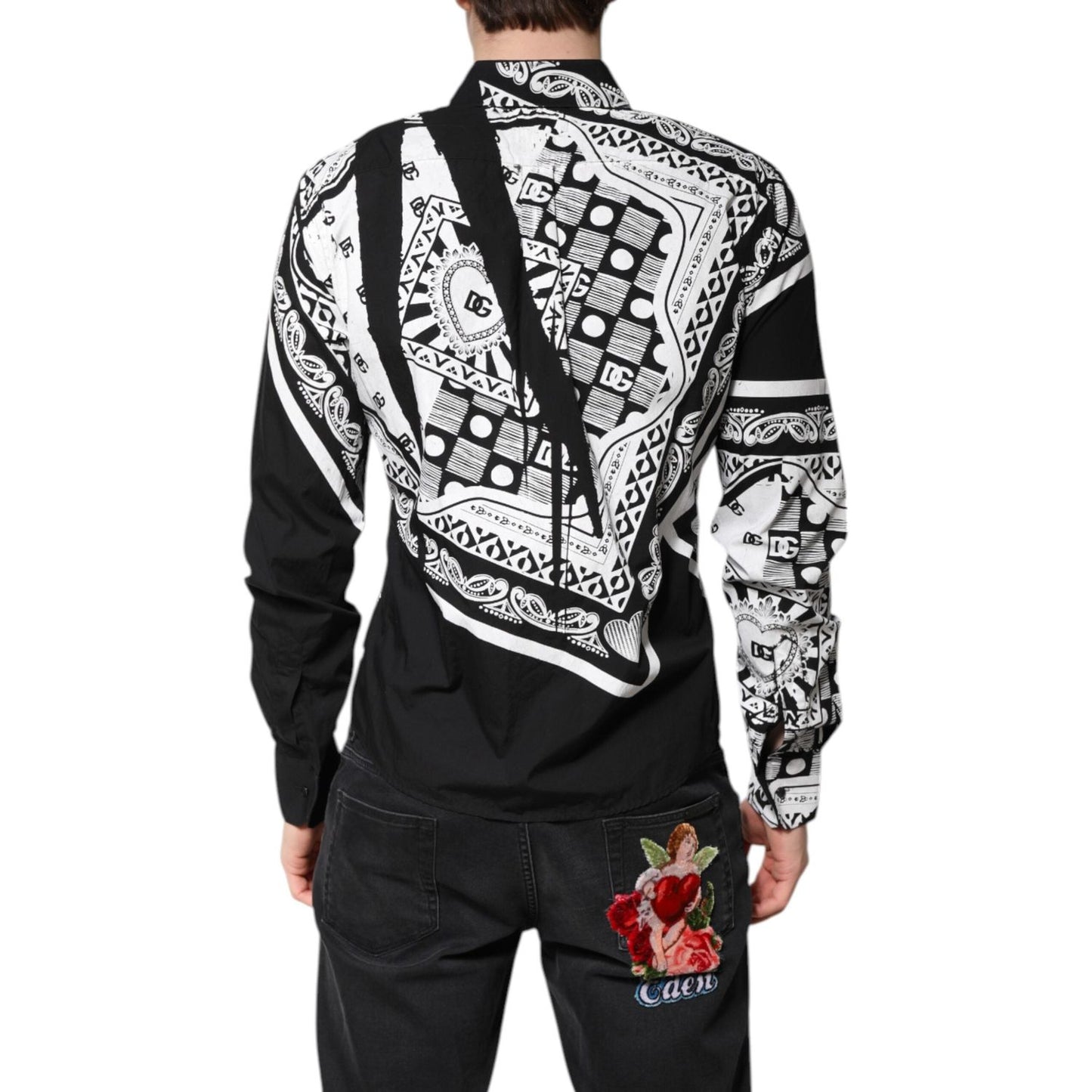 Dolce & Gabbana Black White Bandana MARTINI Casual Shirt
