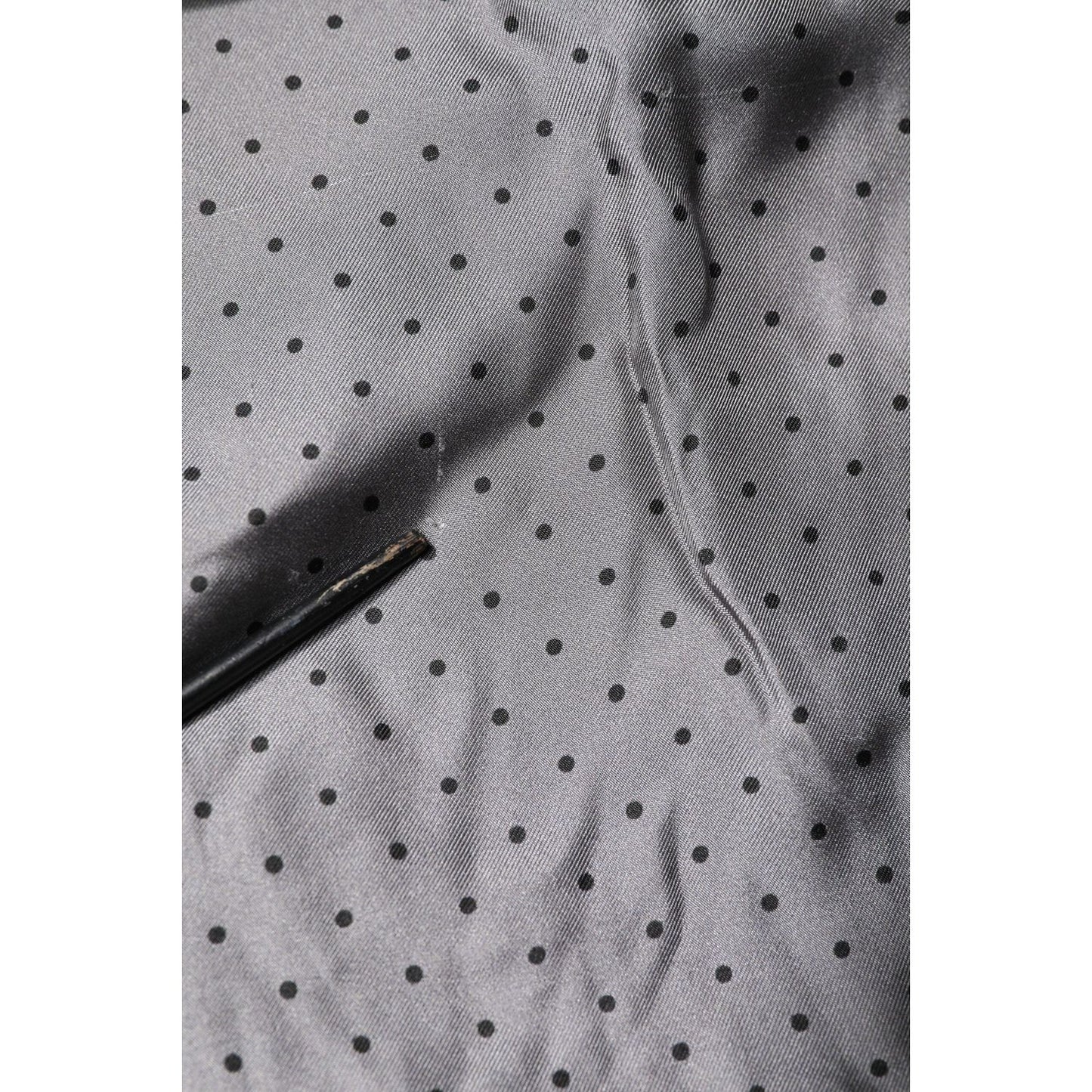 Dolce & Gabbana Gray Polka Dot Silk Long Sleeve Shirt