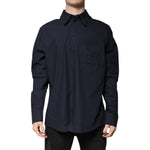 Dolce & Gabbana Dark Blue Cotton Long Sleeve Shirt TSH90248-45