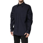 Dolce & Gabbana Dark Blue Cotton Long Sleeve Shirt TSH90248-45