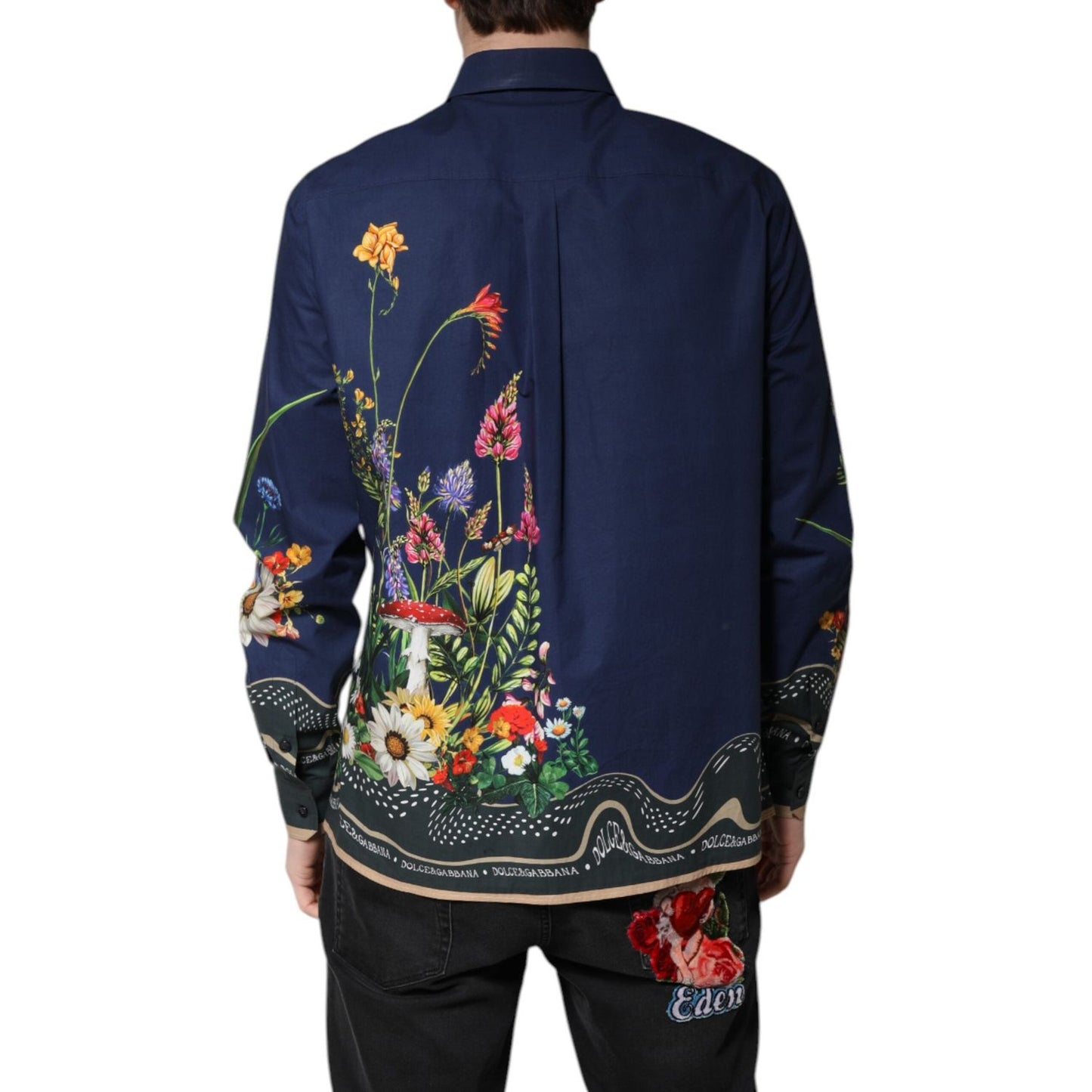 Dolce & Gabbana Blue Rabbit Print Long Sleeve Shirt