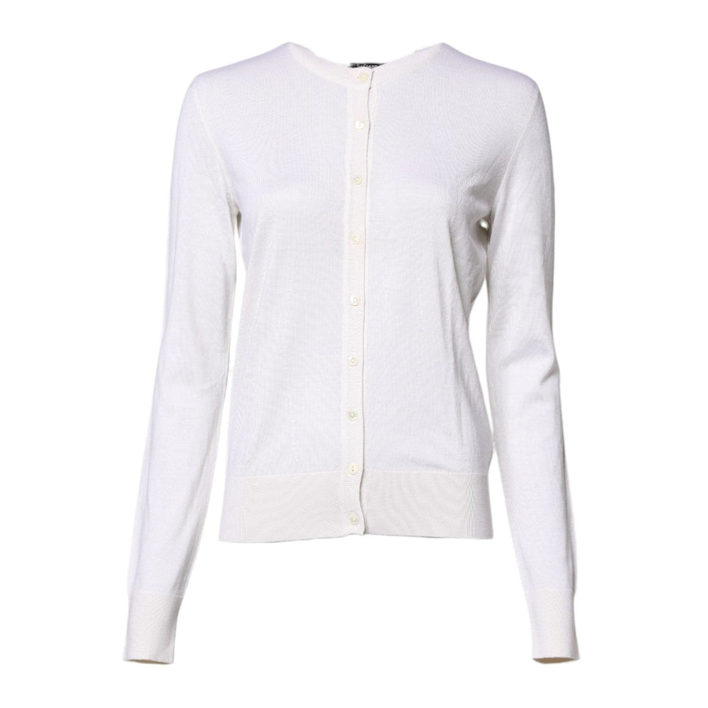 Dolce & Gabbana White Cashmere Crew Neck Top Cardigan Sweater THS90381-42
