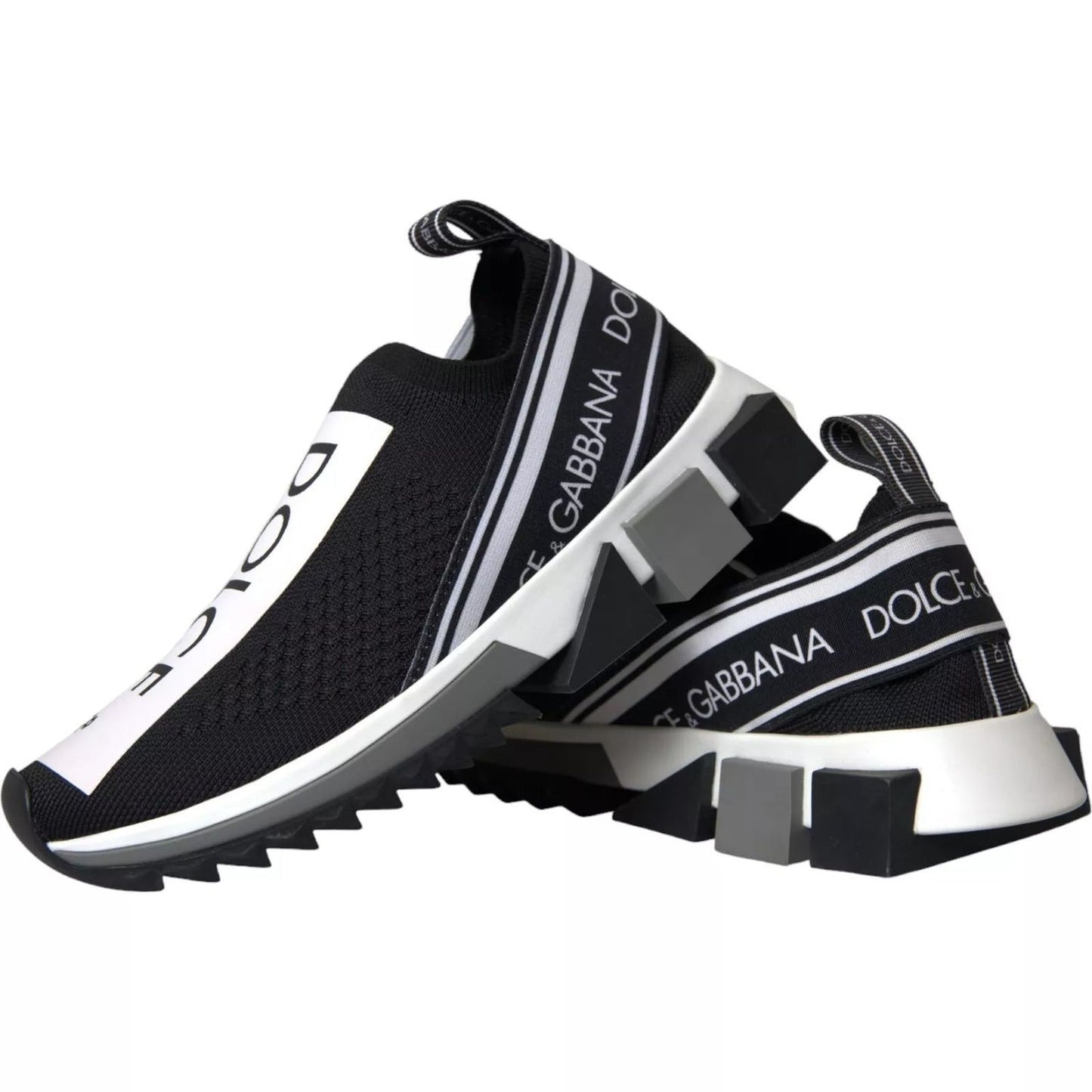 Dolce & Gabbana Black White Slip On Sorrento Sneakers Shoes LA10685-35