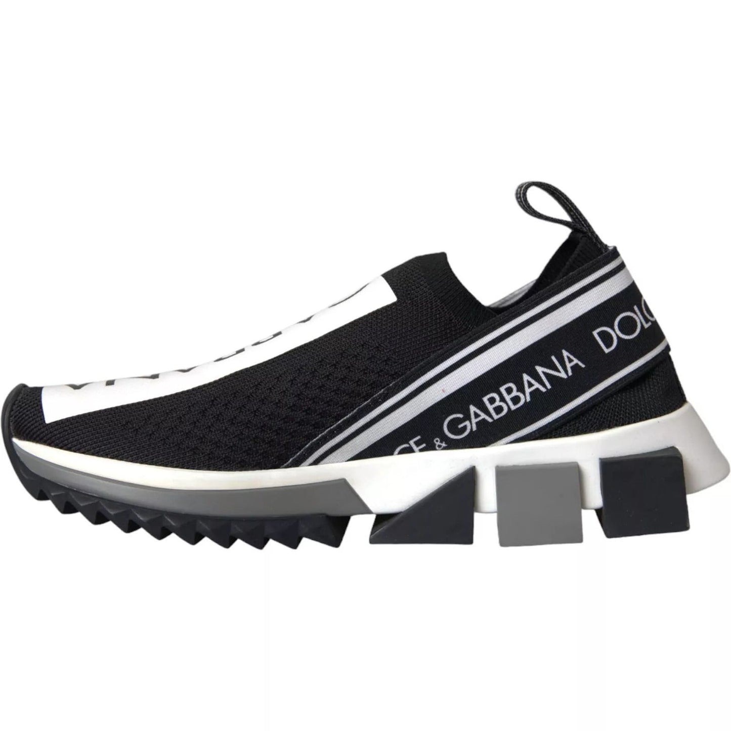 Dolce & Gabbana Black White Slip On Sorrento Sneakers Shoes LA10685-35
