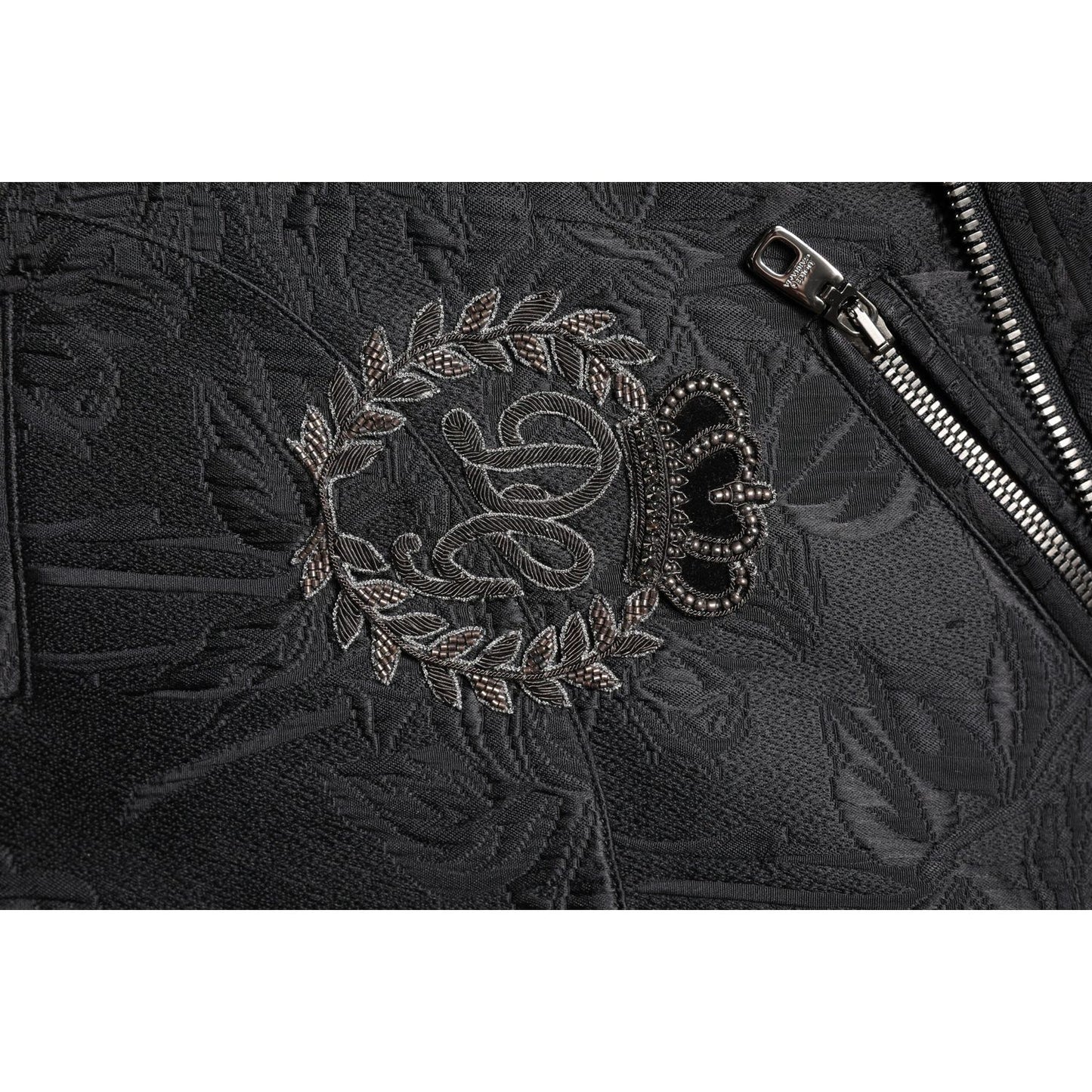 Dolce & Gabbana Black Brocade Cotton Full Zip Biker Jacket JKT4187-50
