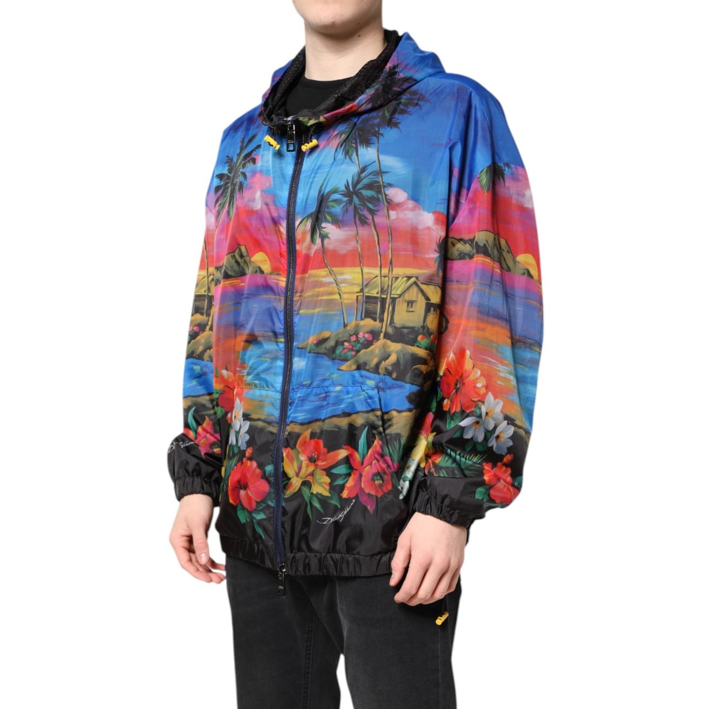 Dolce & Gabbana Multicolor Print Hooded Windbreaker Jacket JKT41418-50