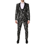 Dolce & Gabbana Black Gray MARTINI Jacquard Men 3 Piece Suit KOS2155-48
