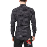 Dolce & Gabbana Black Polka Dot Long Sleeves Gold Formal Shirt TSH87753-38