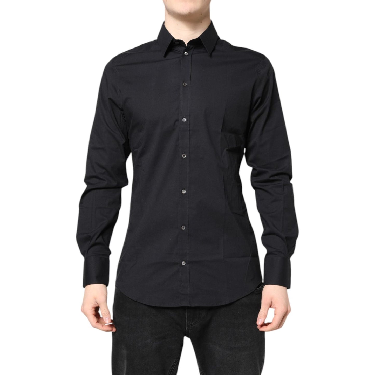 Dolce & Gabbana Black GOLD Cotton Long Sleeves Dress Shirt TSH87819-37