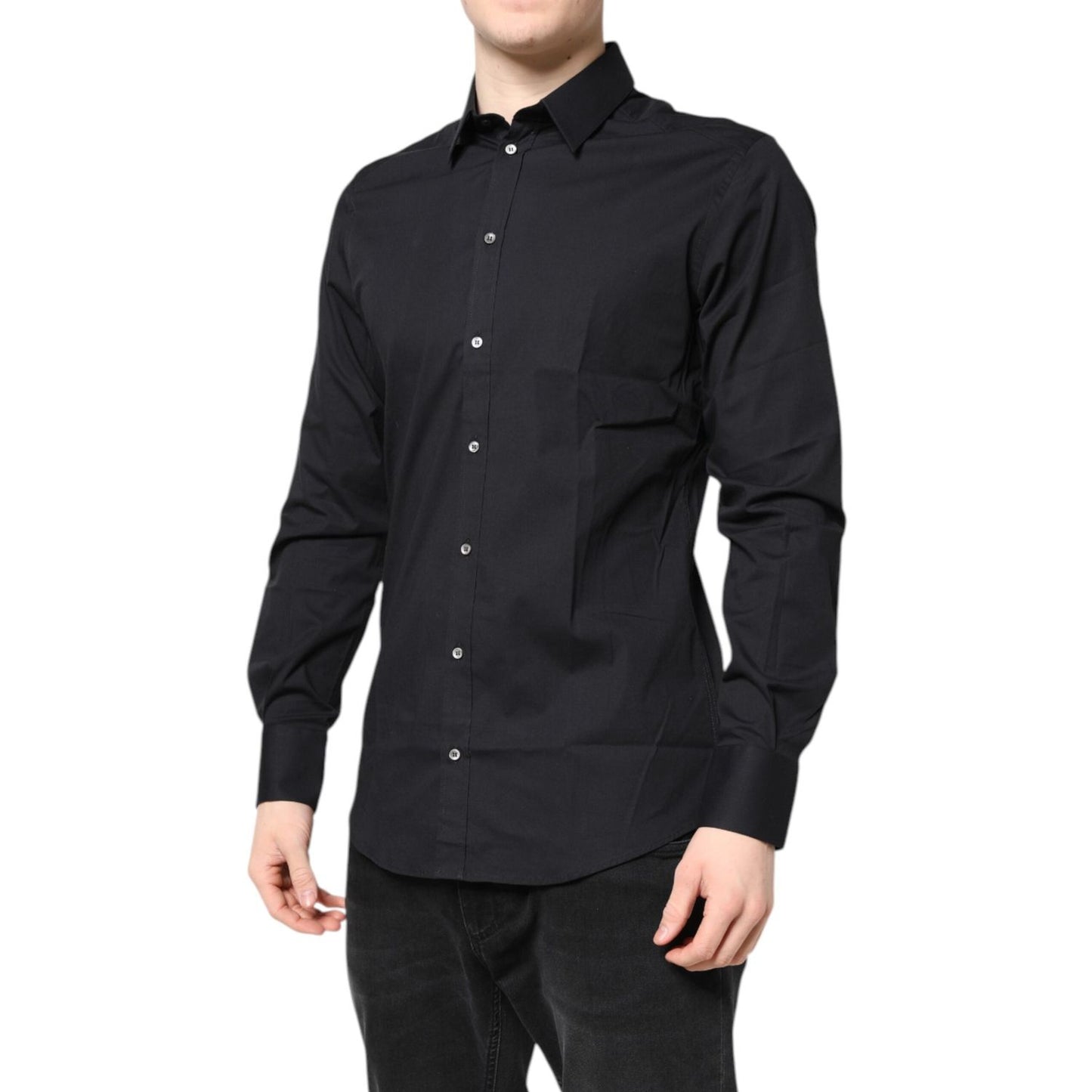 Dolce & Gabbana Black GOLD Cotton Long Sleeves Dress Shirt TSH87819-37