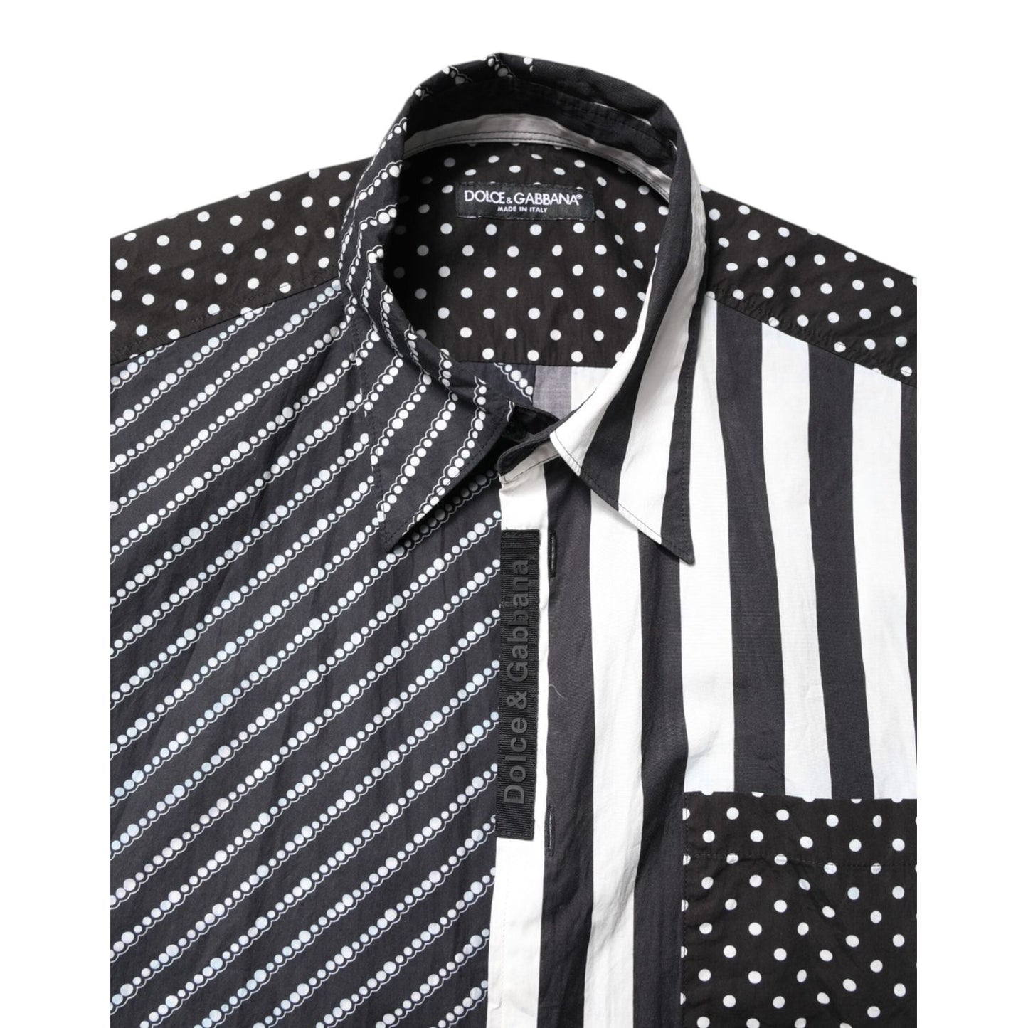 Dolce & Gabbana Black White Stripe Button Down Casual Shirt TSH87836-39
