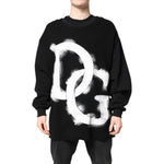 Dolce & Gabbana Black Cotton Logo Print Men Pullover Sweater TSH90306-50