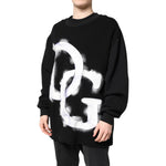 Dolce & Gabbana Black Cotton Logo Print Men Pullover Sweater TSH90306-50
