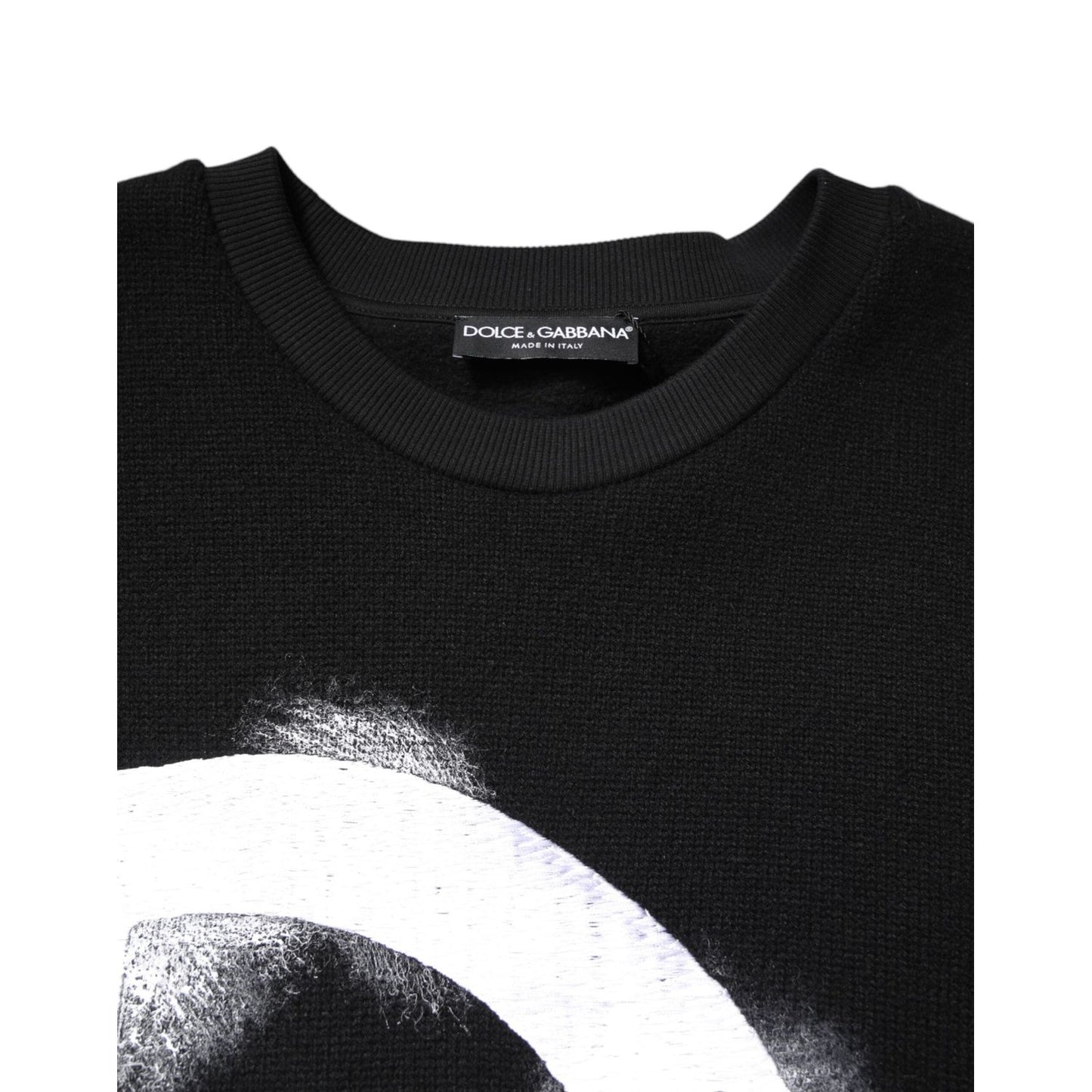 Dolce & Gabbana Black Cotton Logo Print Men Pullover Sweater TSH90306-50