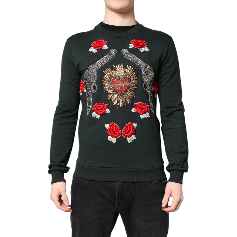 Dolce & Gabbana Black Sequined Embellished Pullover Sweater TSH90308-44