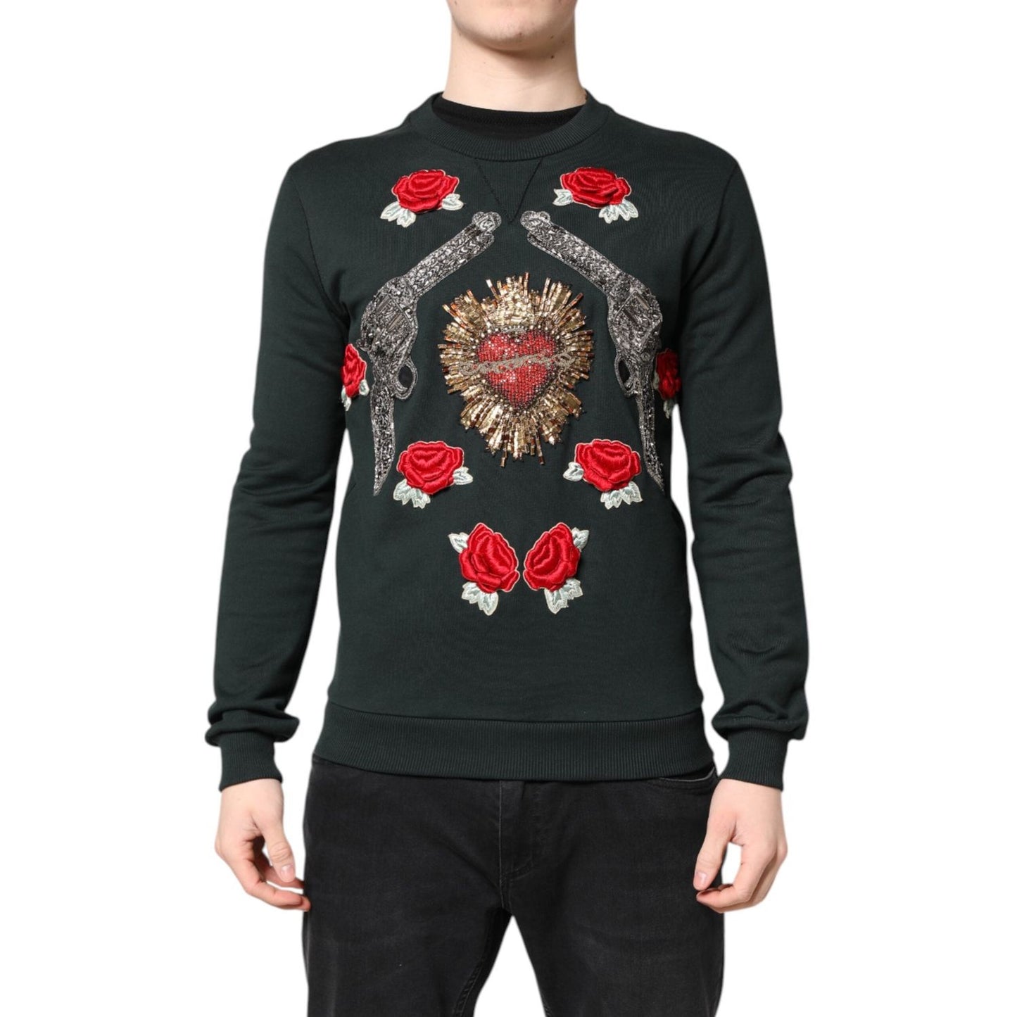 Dolce & Gabbana Black Sequined Embellished Pullover Sweater TSH90308-44
