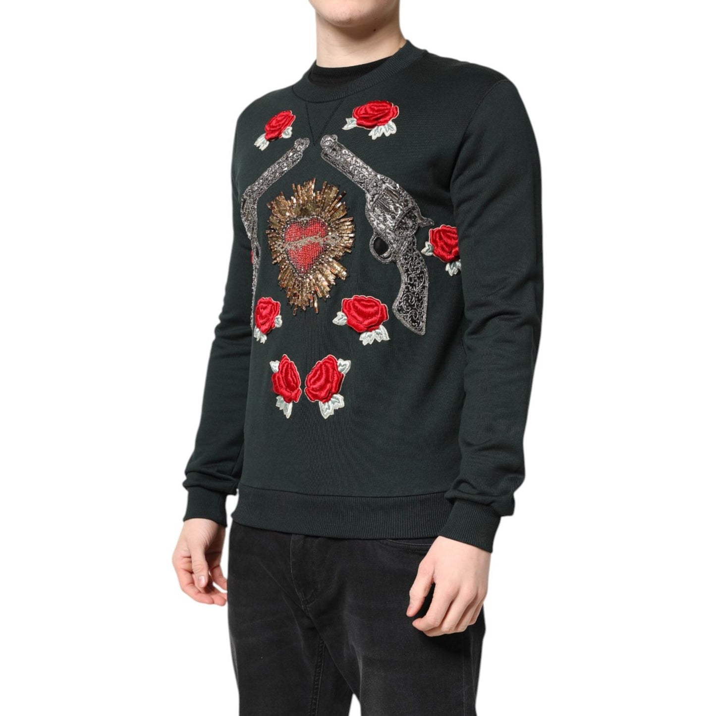 Dolce & Gabbana Black Sequined Embellished Pullover Sweater TSH90308-44