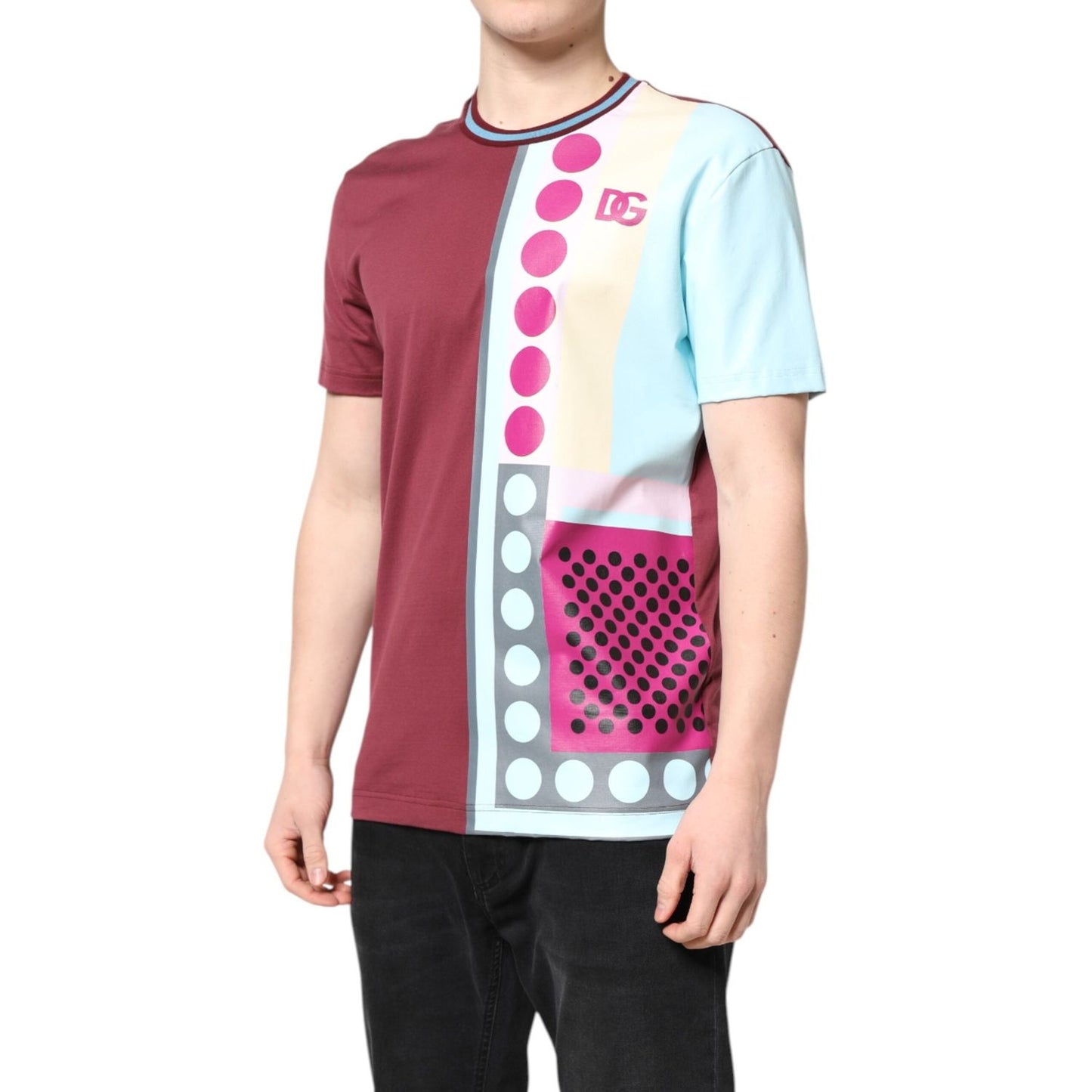 Dolce & Gabbana Multicolor Printed Logo Short Sleeve T-shirt TSH90323-52