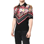 Dolce & Gabbana Black Floral Collared Short Sleeve T-shirt TSH90330-48