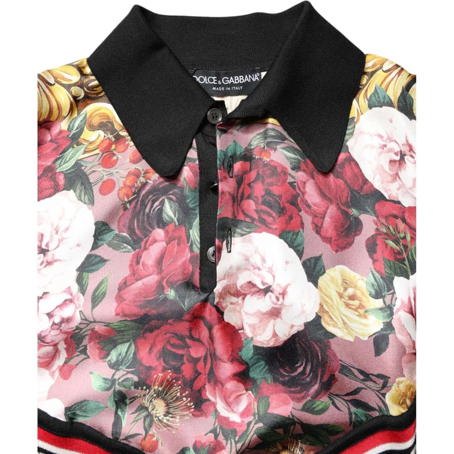 Dolce & Gabbana Black Floral Collared Short Sleeve T-shirt TSH90330-48
