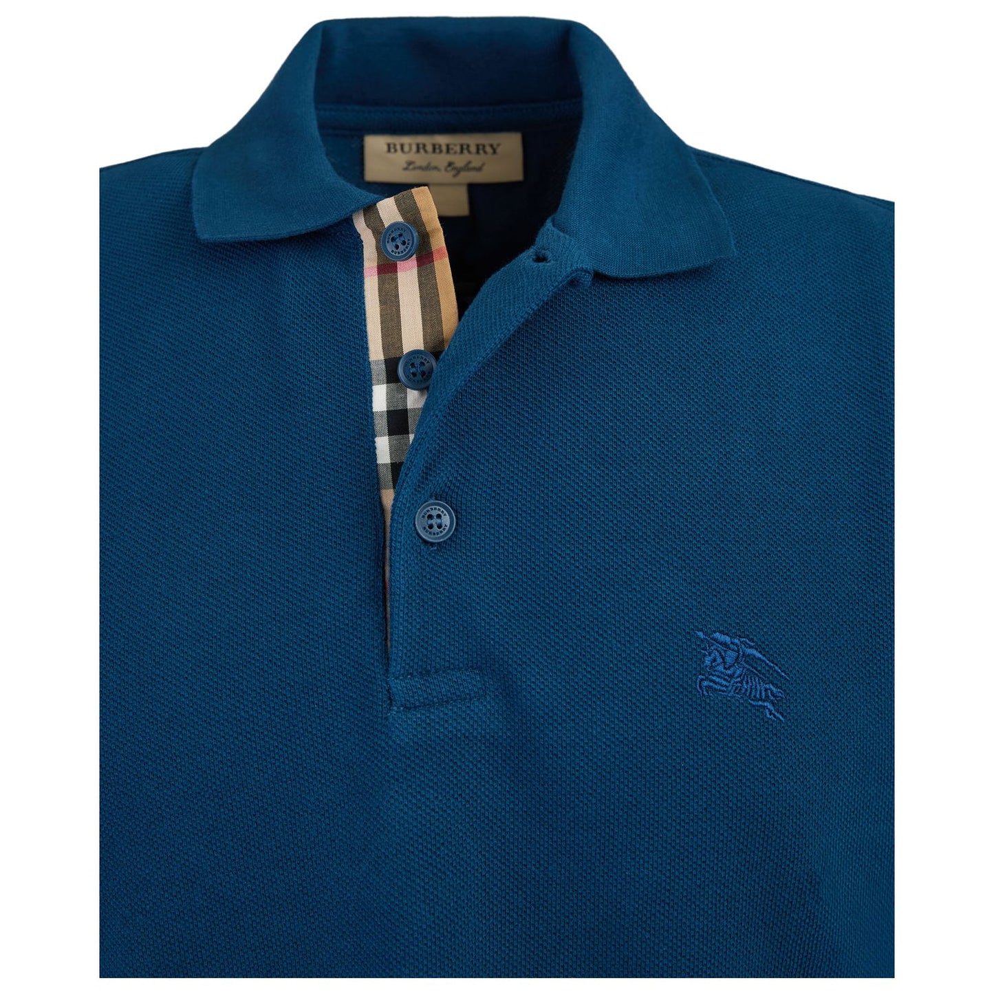 Burberry Deep Teal Blue Cotton Collared Polo Shirt BU8004352DTB