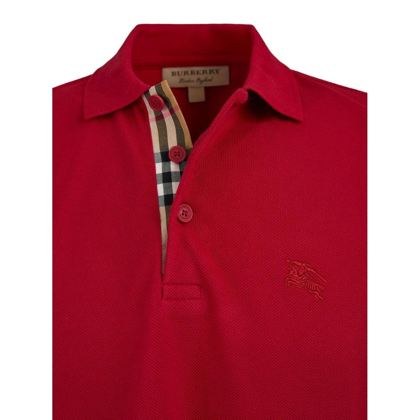 Burberry Red Cotton Collared Polo Shirt