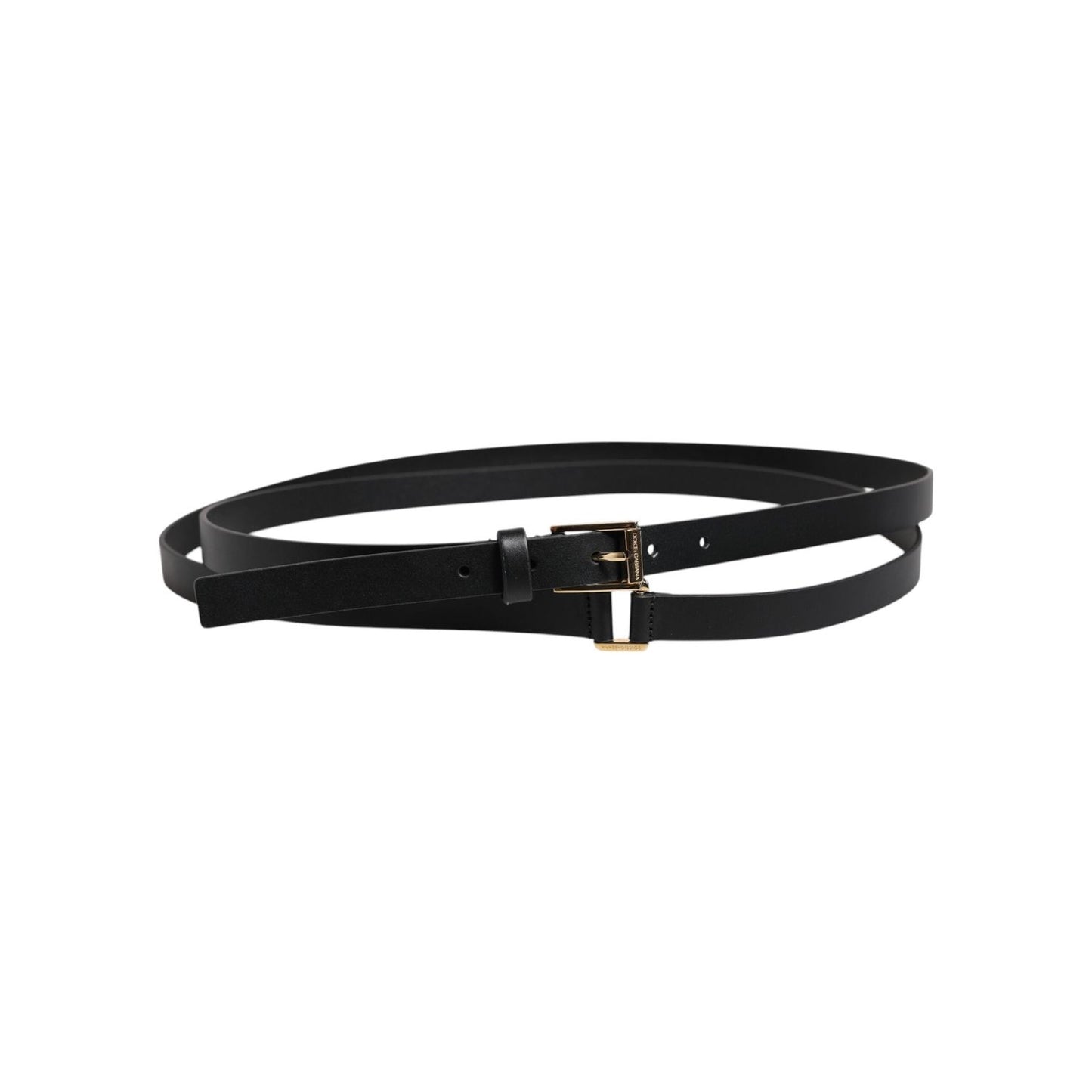Dolce & Gabbana Black Classic Gold Metal Logo Buckle Belt BEL9415-100