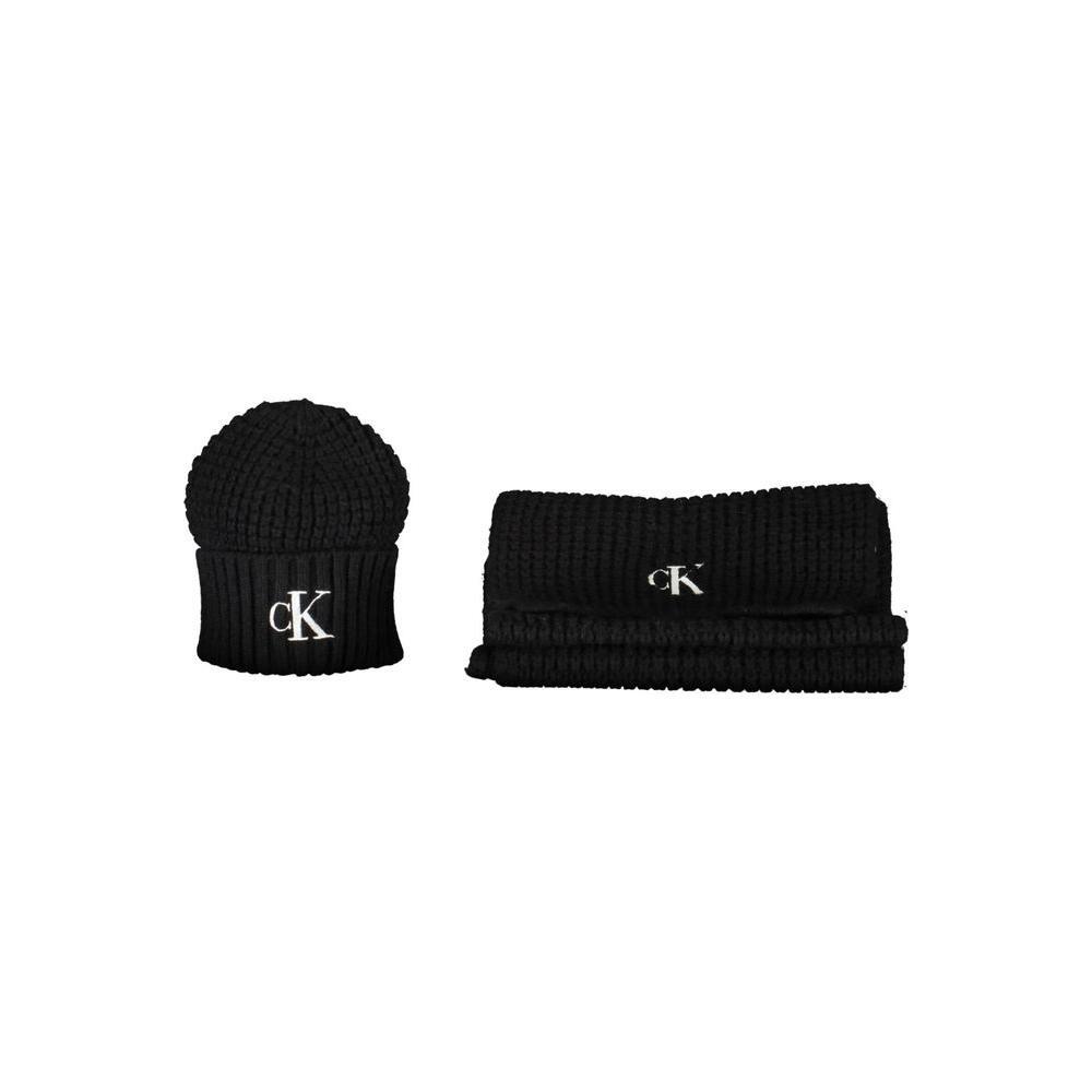 Calvin Klein Black Alpaca Women Scarf Set CA-19056