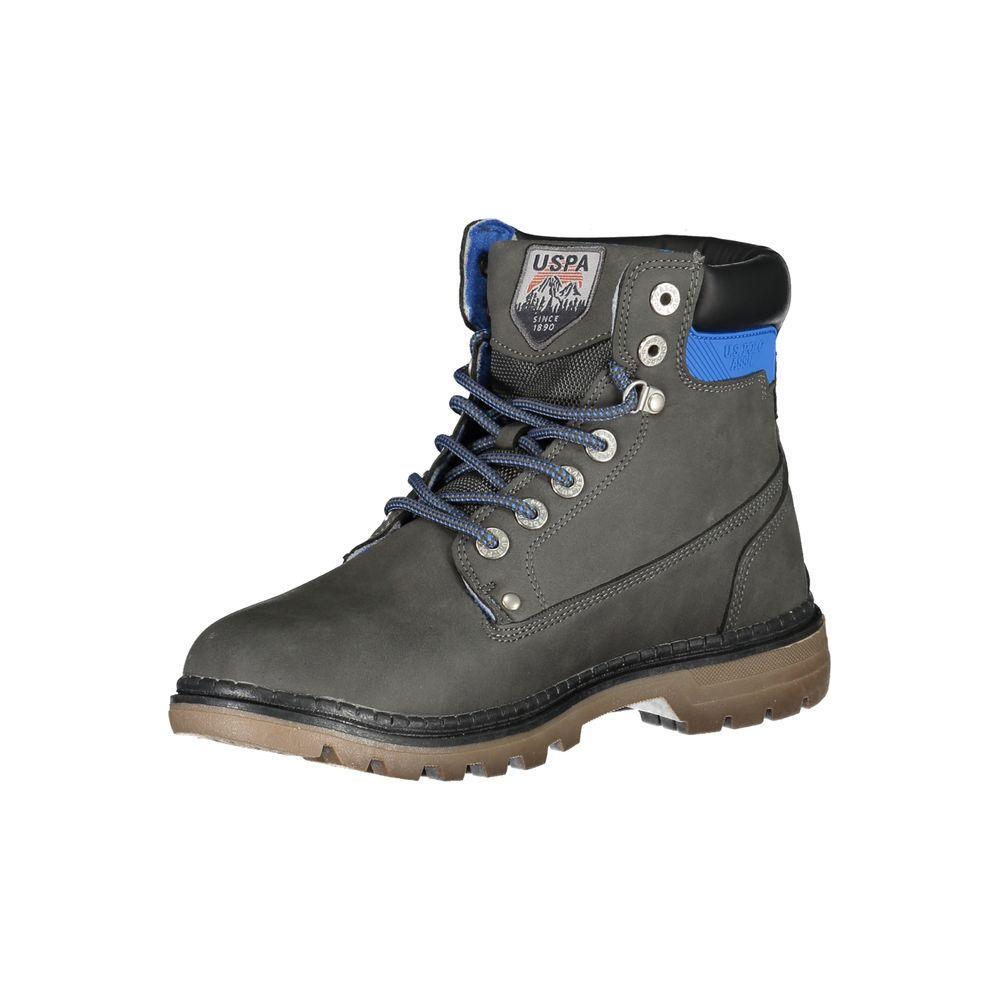 U.S. POLO ASSN. Elegant Gray High Lace-Up Boots with Logo Detail US-24936-EU44/US11