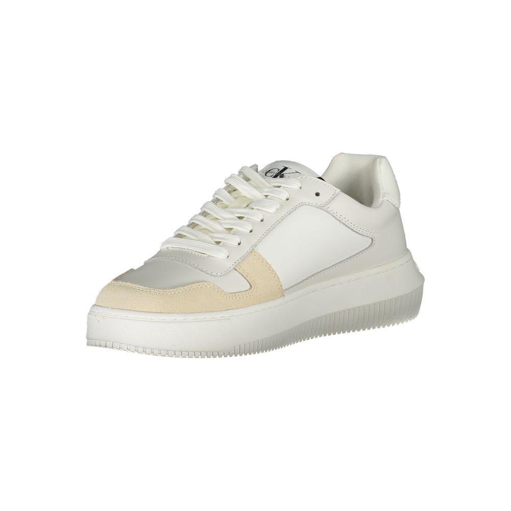 Calvin Klein Elegant White Lace-Up Sneakers with Contrast Detail CA-28516-EU40/US10