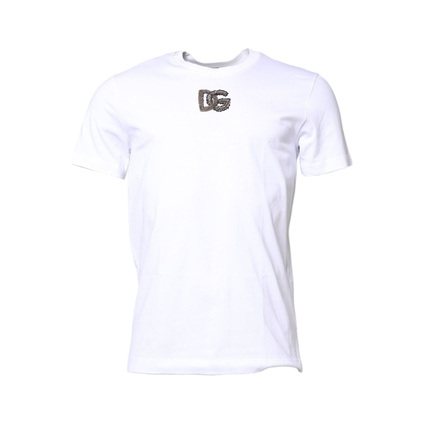 Dolce & Gabbana White Cotton DG Embroidery Crew Neck T-shirt TSH90333-50