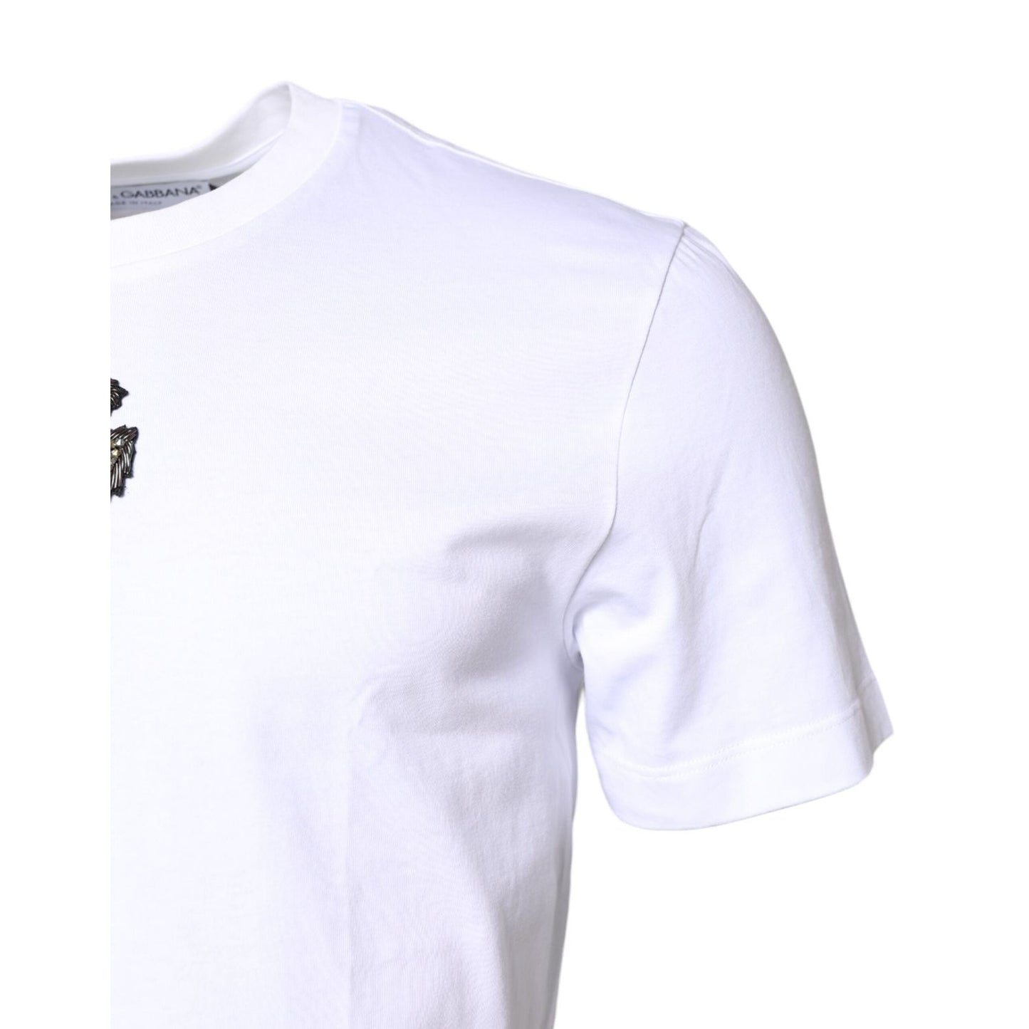 Dolce & Gabbana White Cotton DG Embroidery Crew Neck T-shirt TSH90333-50